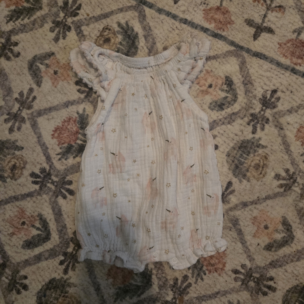 Mud Pie White and Gold Baby Romper